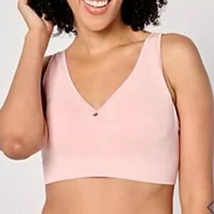 Breezies Seamless Floral Jacquard Wirefree T-Shirt Bra Ballet Pink Plus Sz 40DDD